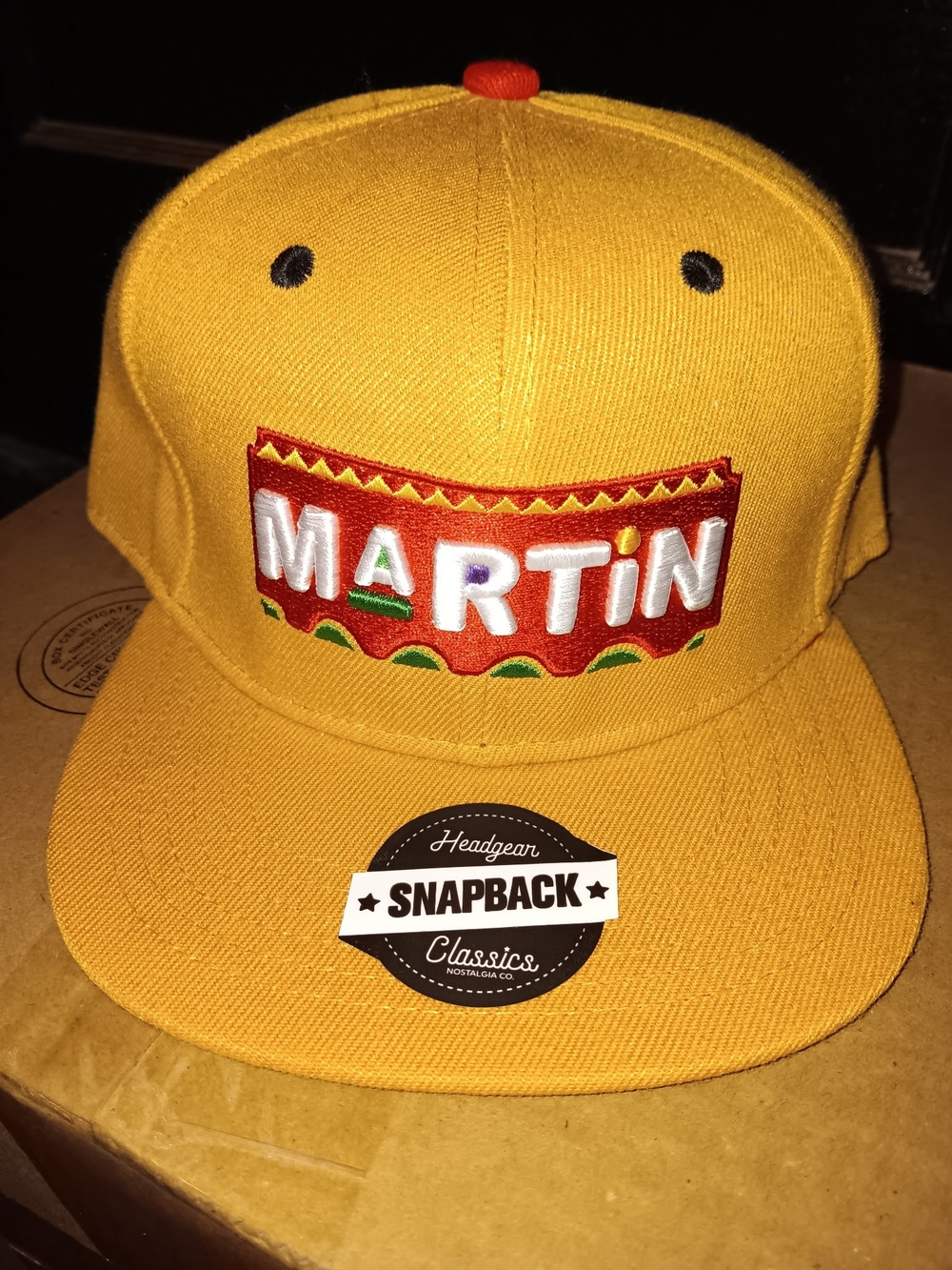 Martin Embroidered Snapback Hat - Golden Yellow